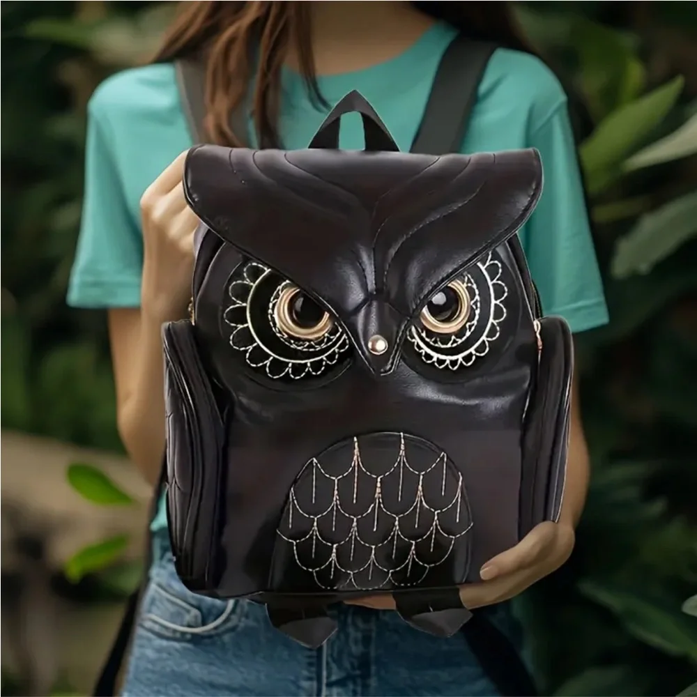 🆕 Gothic - Punk - Black Owl - Personality - Backpack - Adjustable Straps 🦉
